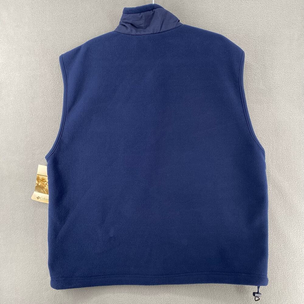 Columbia‎ Fleece Full Zip Vest Mens XL Blue Layering Outdoor Mock Neck Pockets - Picture 2 of 11